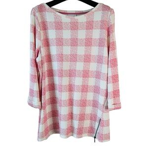J.Jill Women Pastel Pink Checked Blouse Size M NWOT